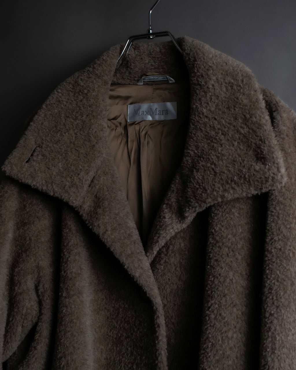 "Max Mara" Alpaca mix brown stand collar long coat