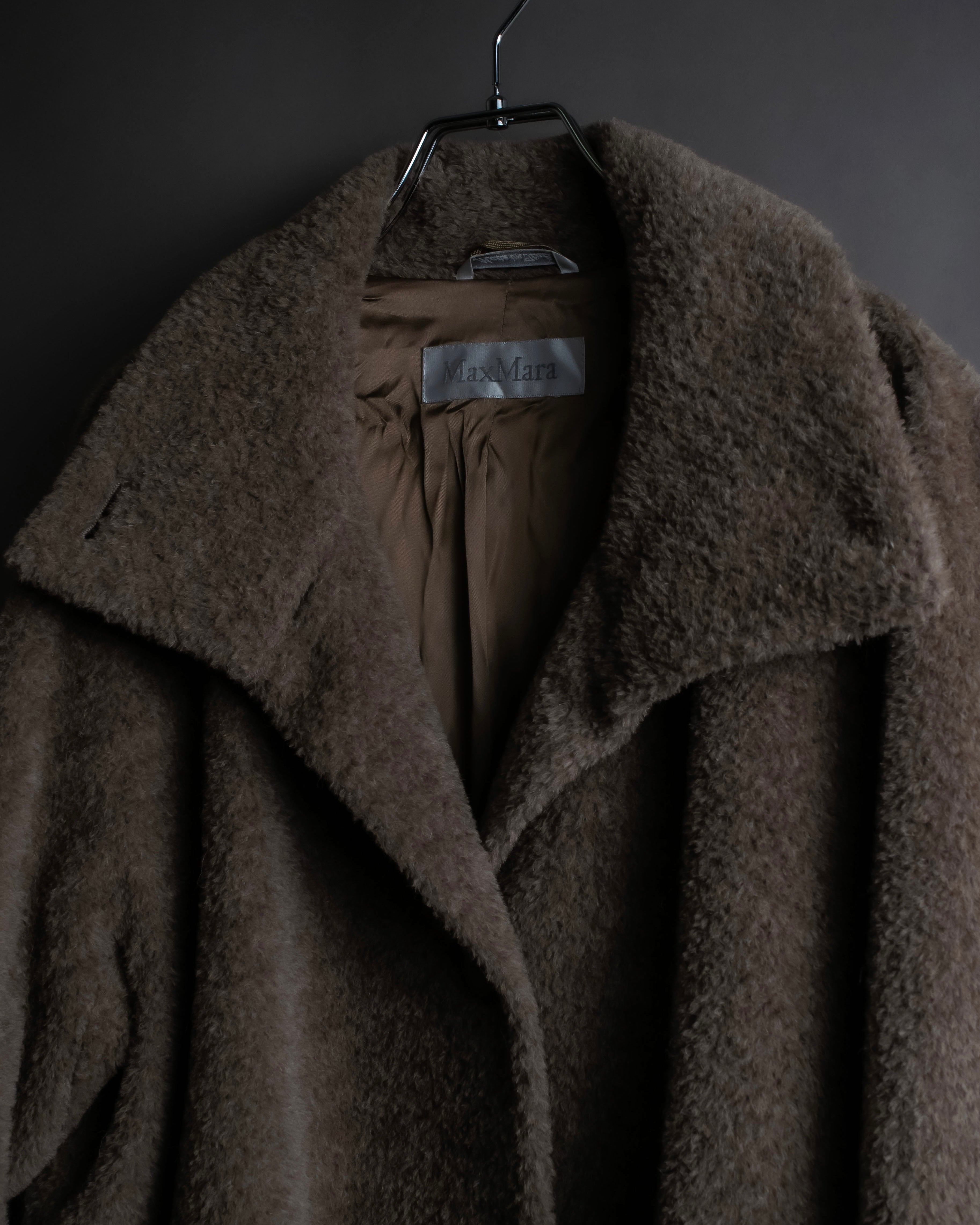 "Max Mara" Alpaca mix brown stand collar long coat