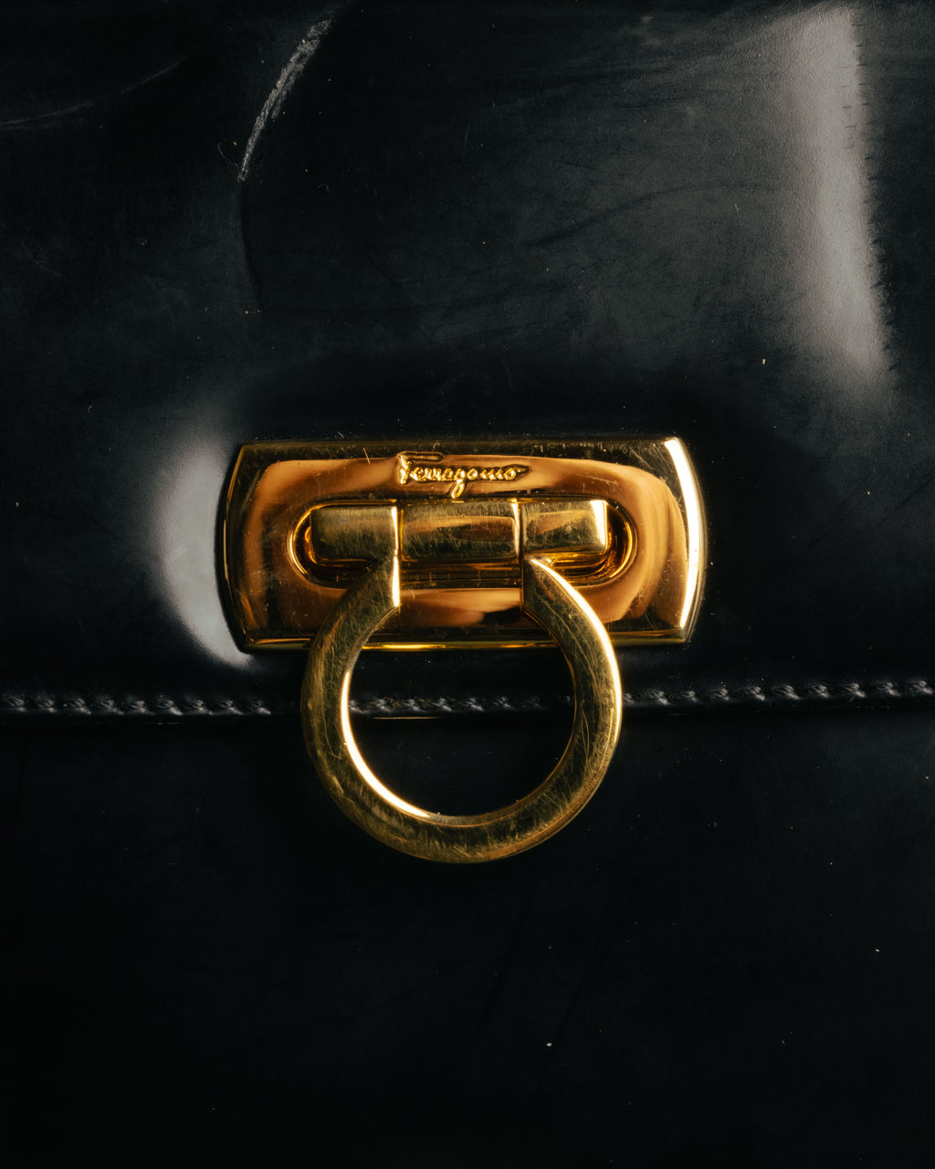 “Salvatore Ferragamo“ 1998-2003 Gancini patent leather handbag