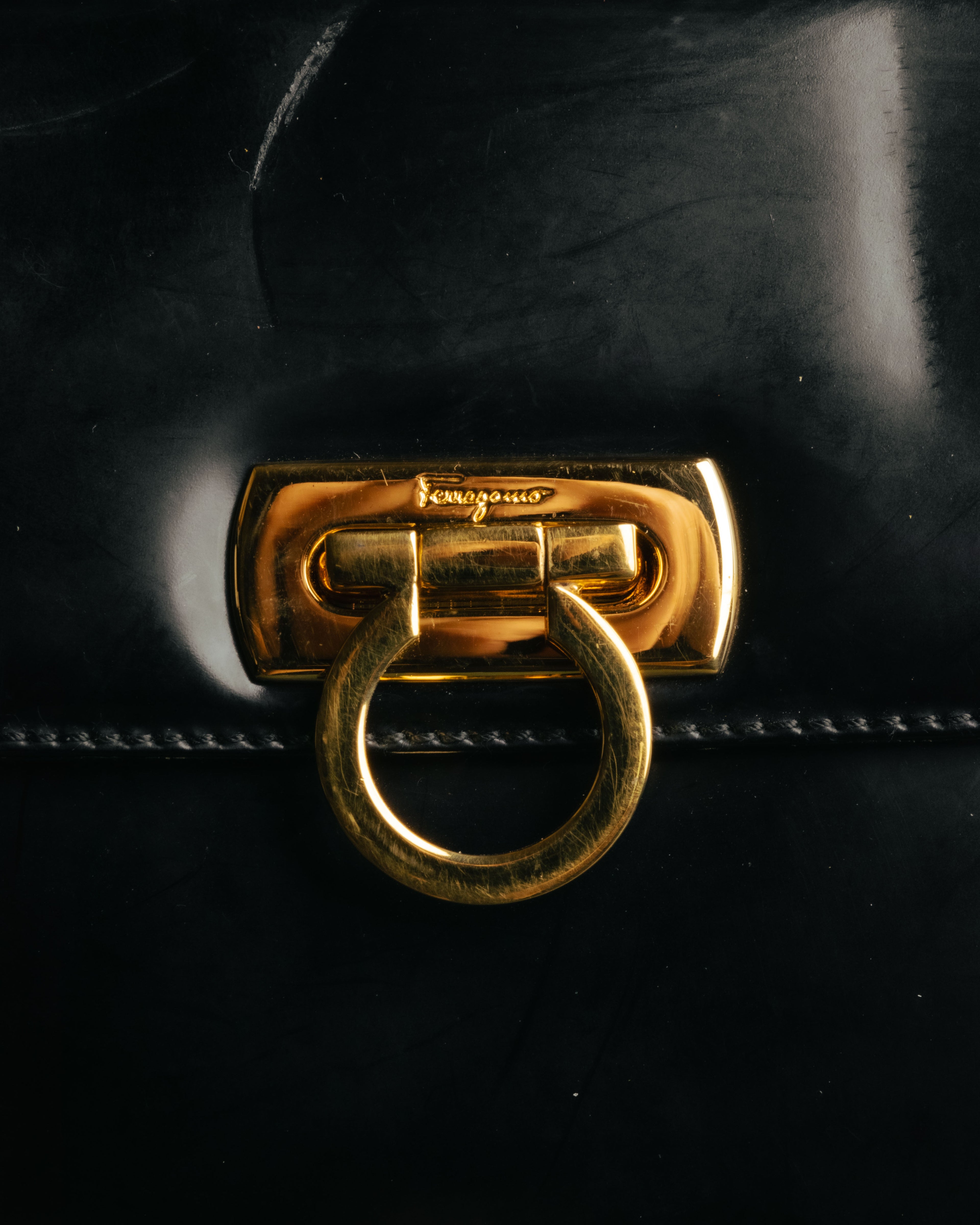 “Salvatore Ferragamo“ 1998-2003 Gancini patent leather handbag
