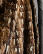 "HIROKI" Real fur lined maxi length belted coat