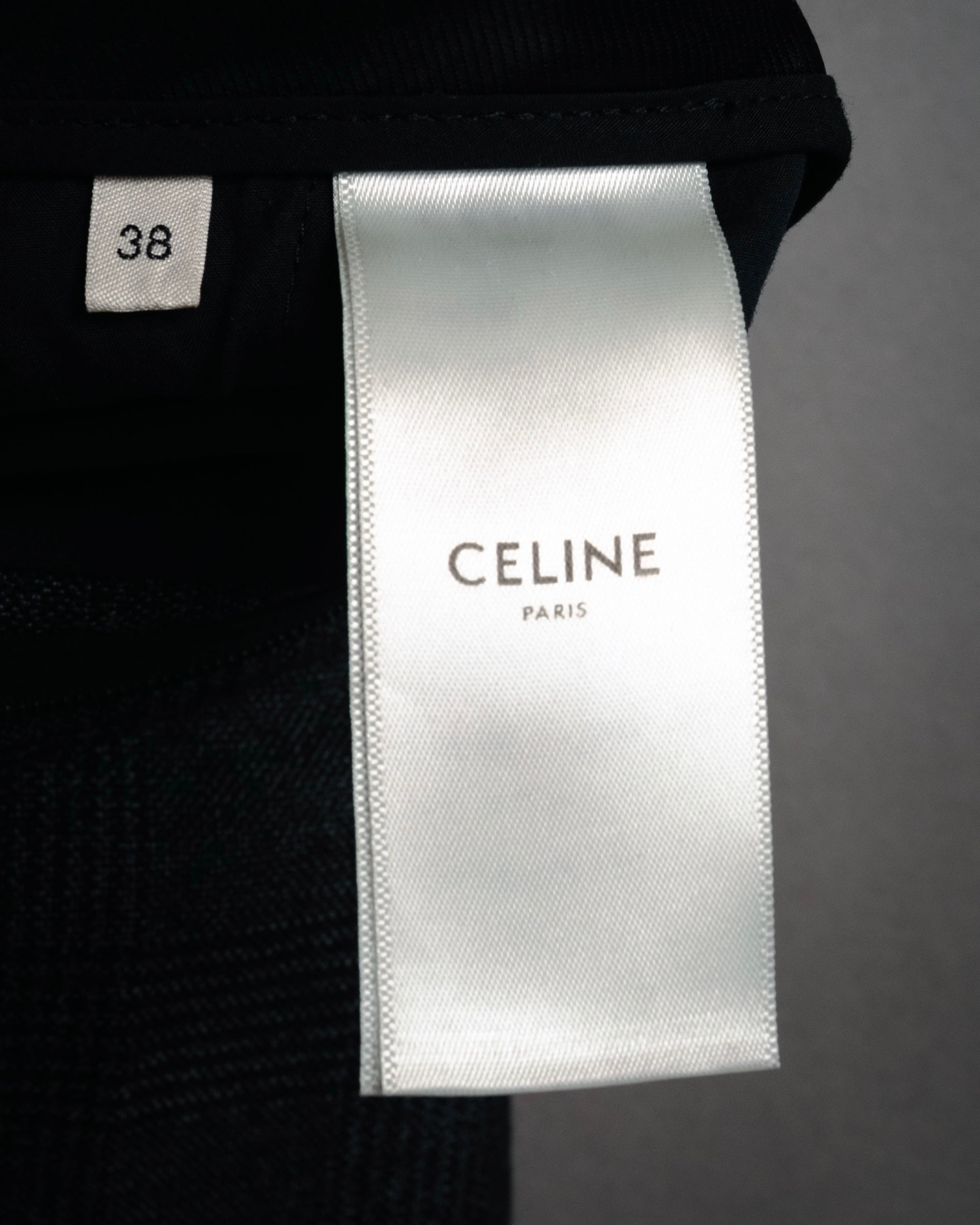 “CELINE” Post-2018 Glen check wool tailored trousers