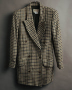 "GUCCI" 80's-early 90's Checked wool cashmere double-breasted jacket