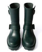 JIMMY CHOO/ Belts Detailed Rubber Rain Boots Dark Green