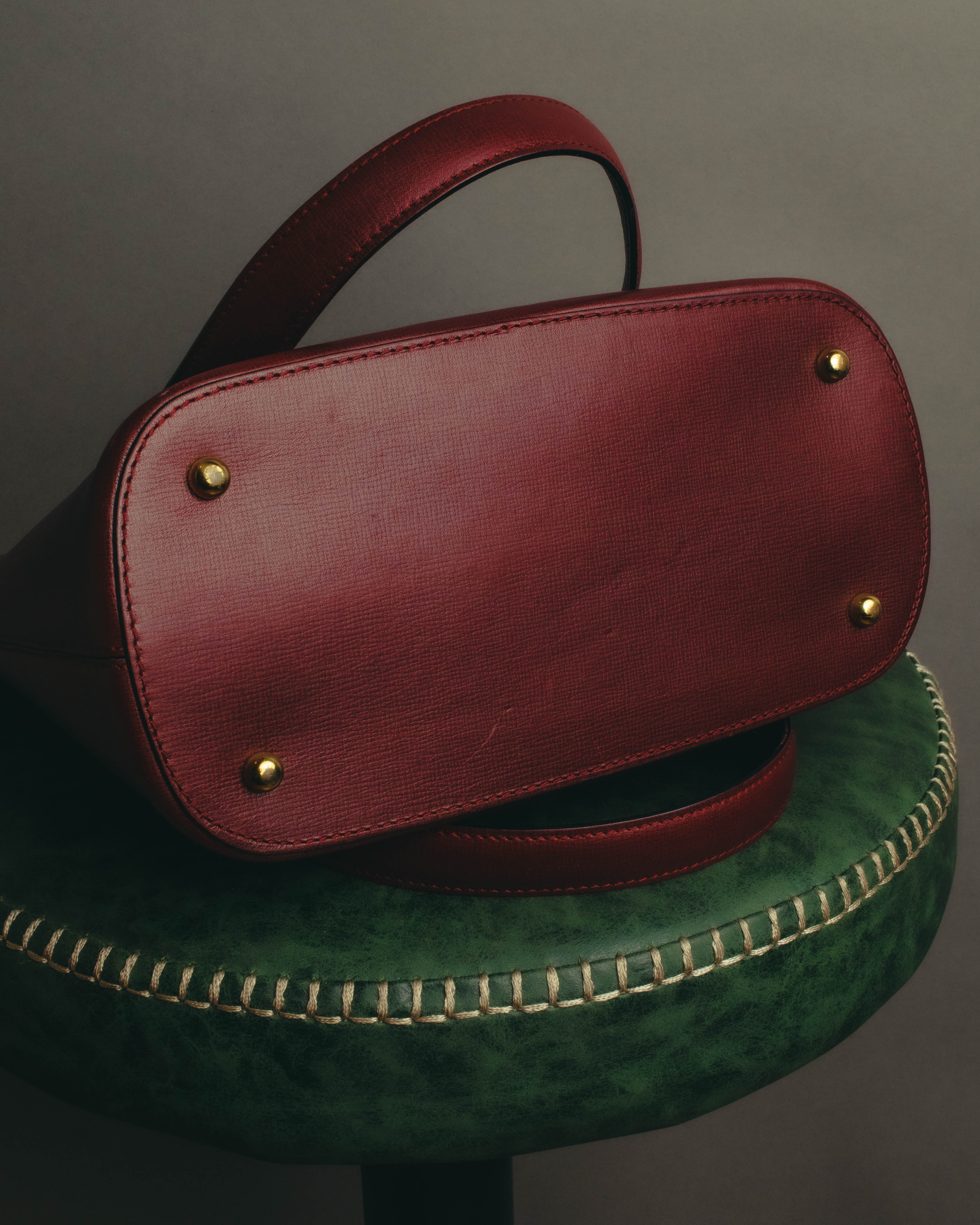 "Cartier" 80's-90's Bordeaux leather handbag
