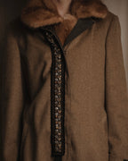 "PRADA" 90’s-00’s embellished fur-collar stretch tech coat