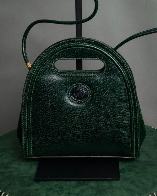 -SPECIAL- “GUCCI” 80’s old Gucci sculptural green leather handbag