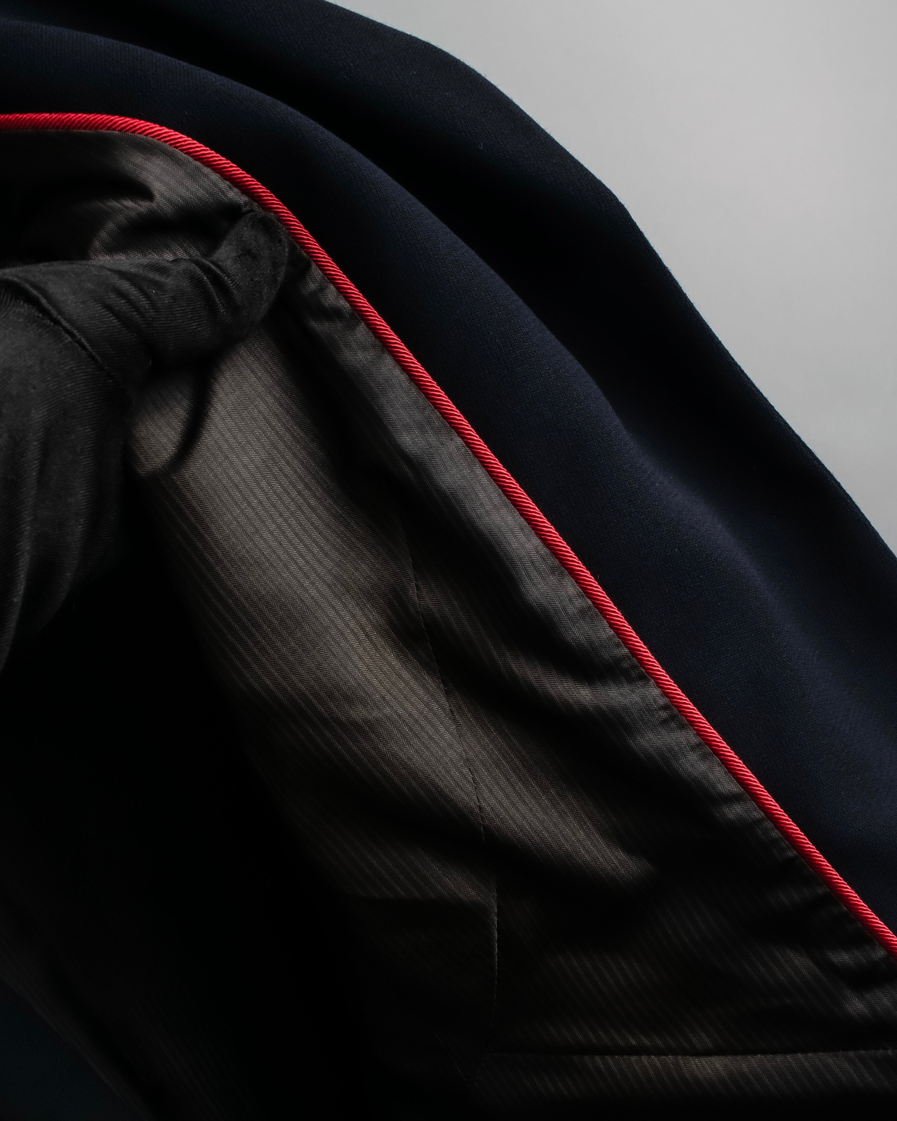 "HERMES" 90's classic detail dark blue tailored jacket