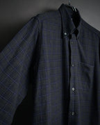 “HERMES” 90’s–00’s Windowpane cotton button down shirt