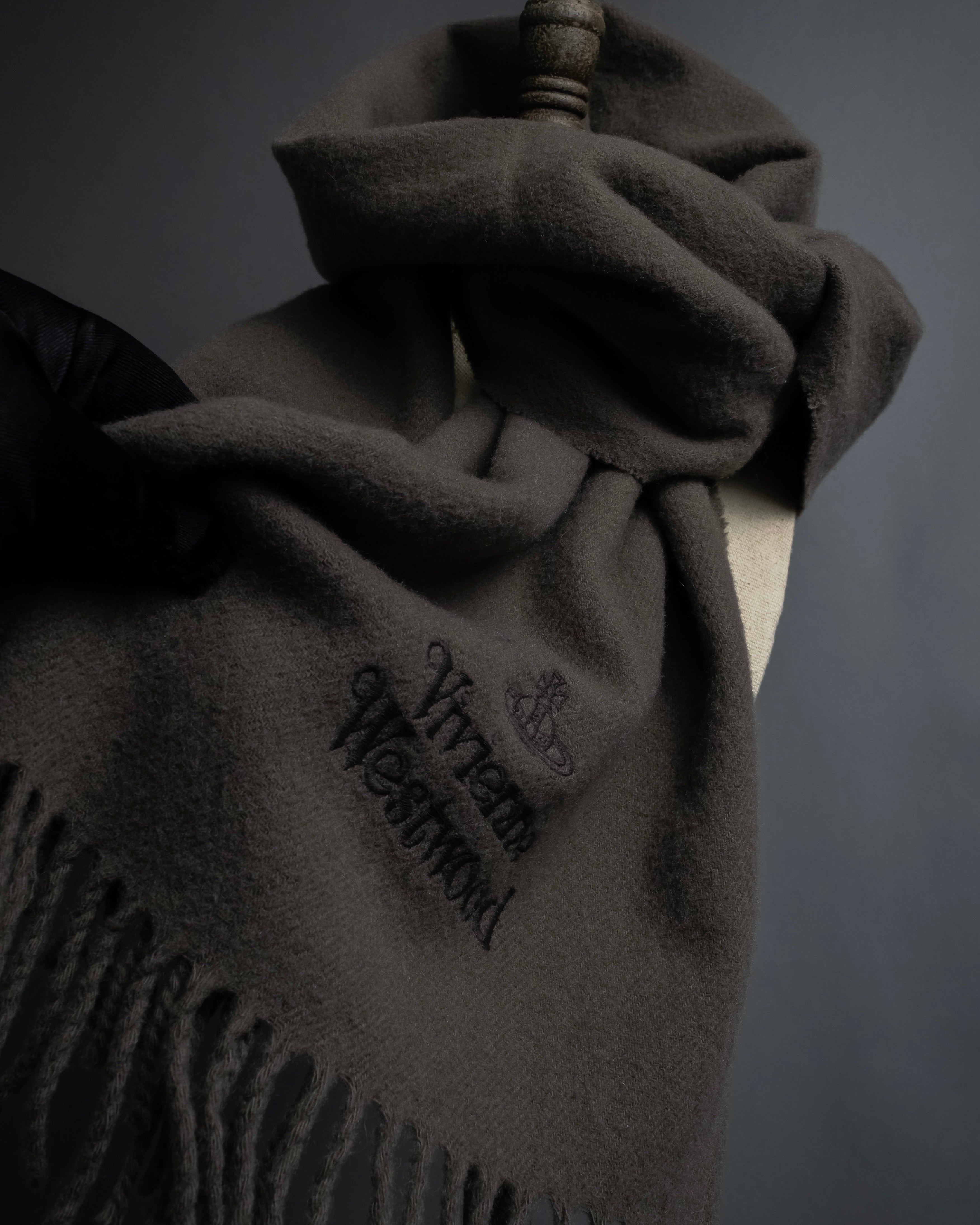 "Vivienne Westwood" Logo engraved wool long muffler