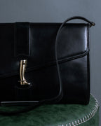 "GUCCI" Saddlery motif crisp design vintage leather shoulder bag