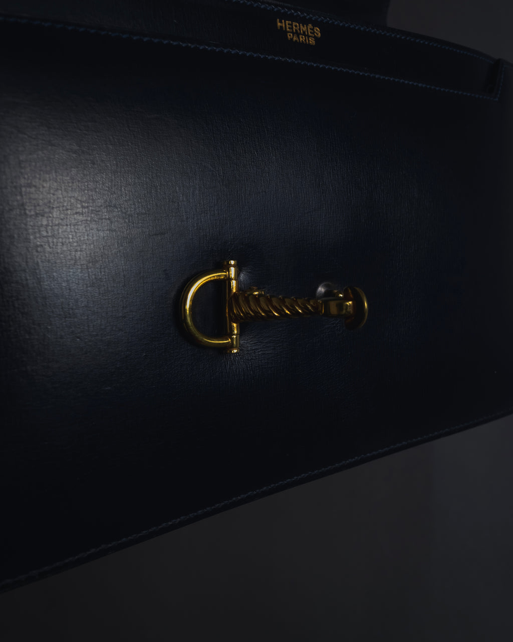 -SPECIAL- "HERMES" 60’s early sandrine box dark blue calf bit bag