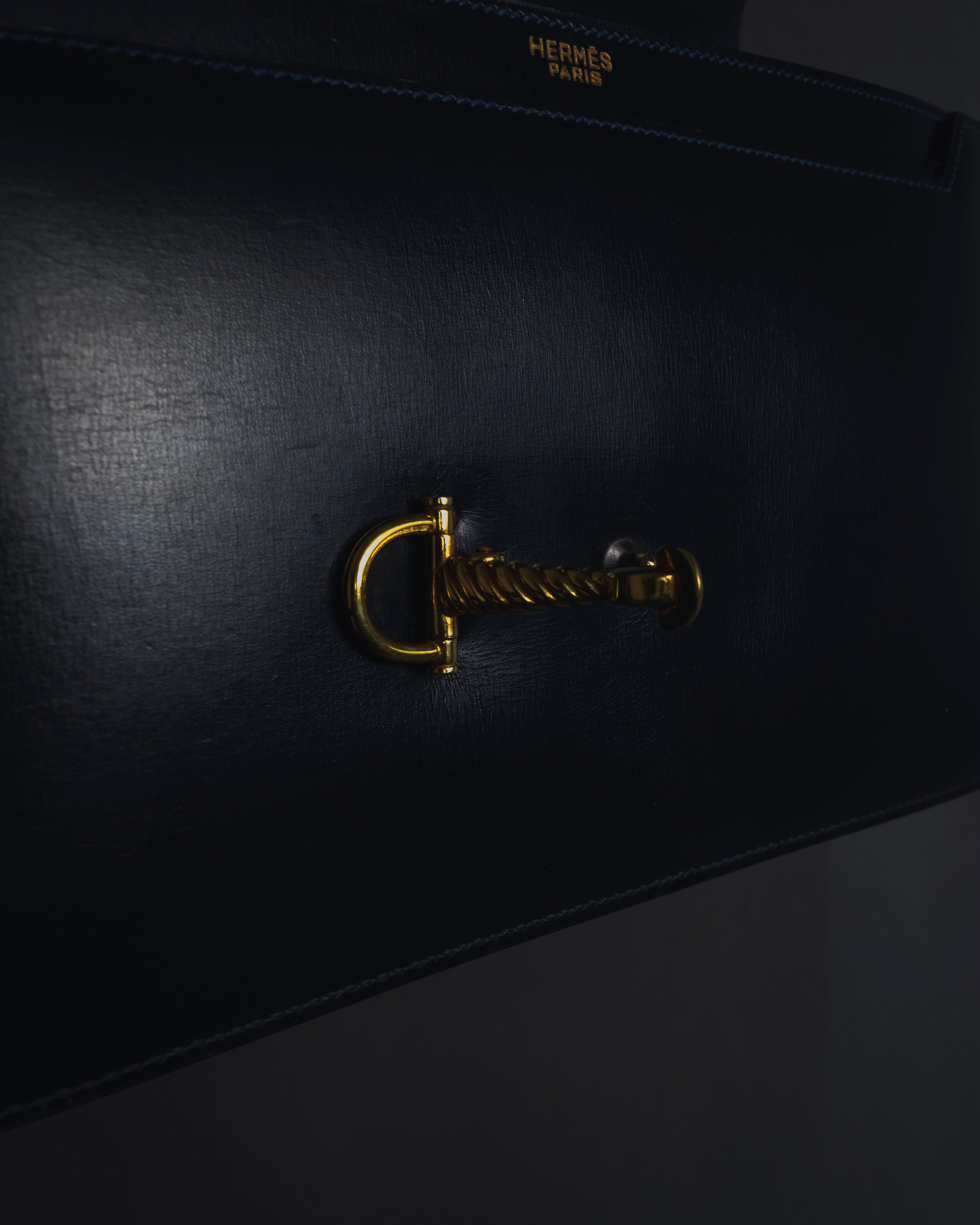 -SPECIAL- "HERMES" 60’s early sandrine box dark blue calf bit bag