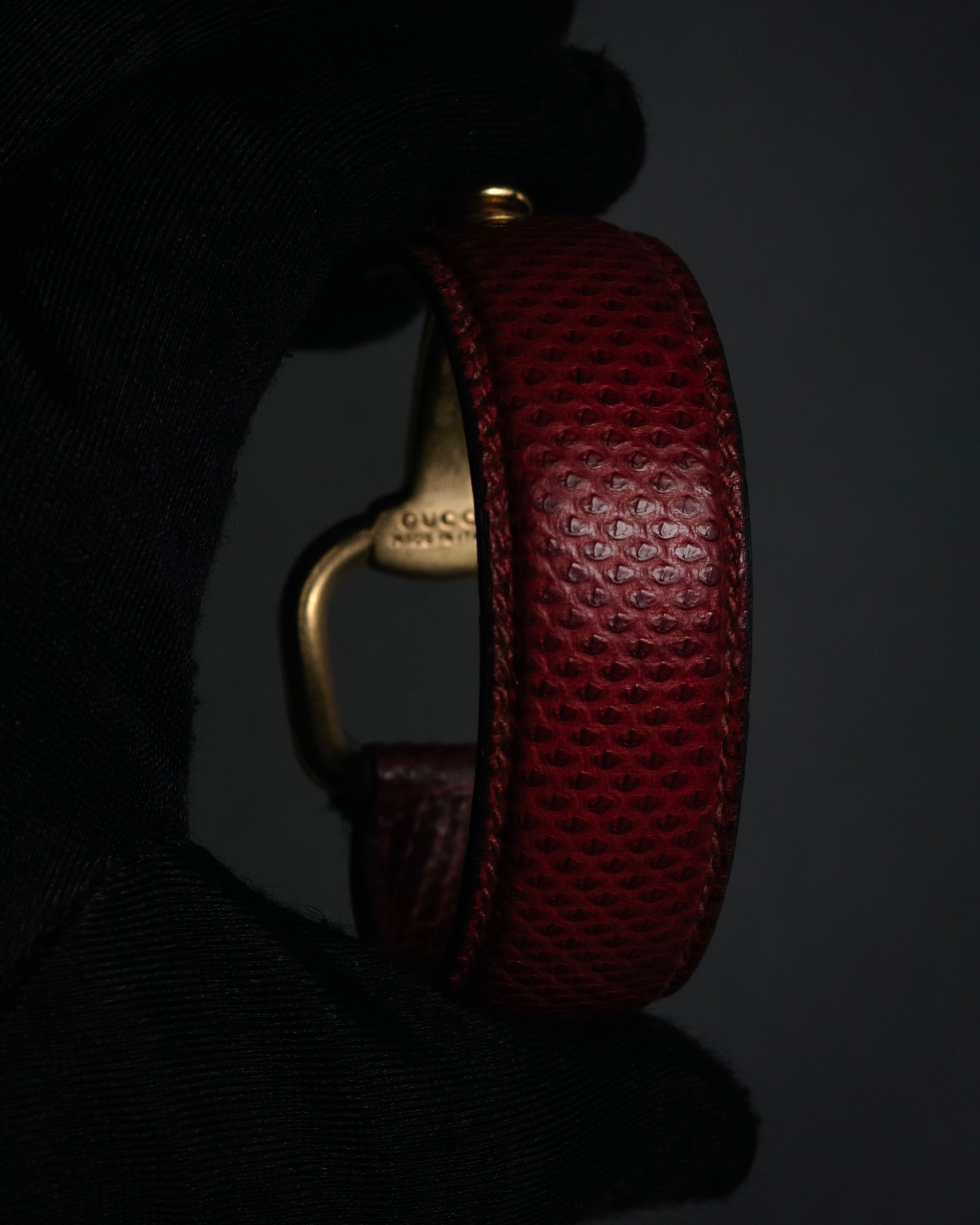 “GUCCI” 90’s-00’s Horsebit lizard leather bangle