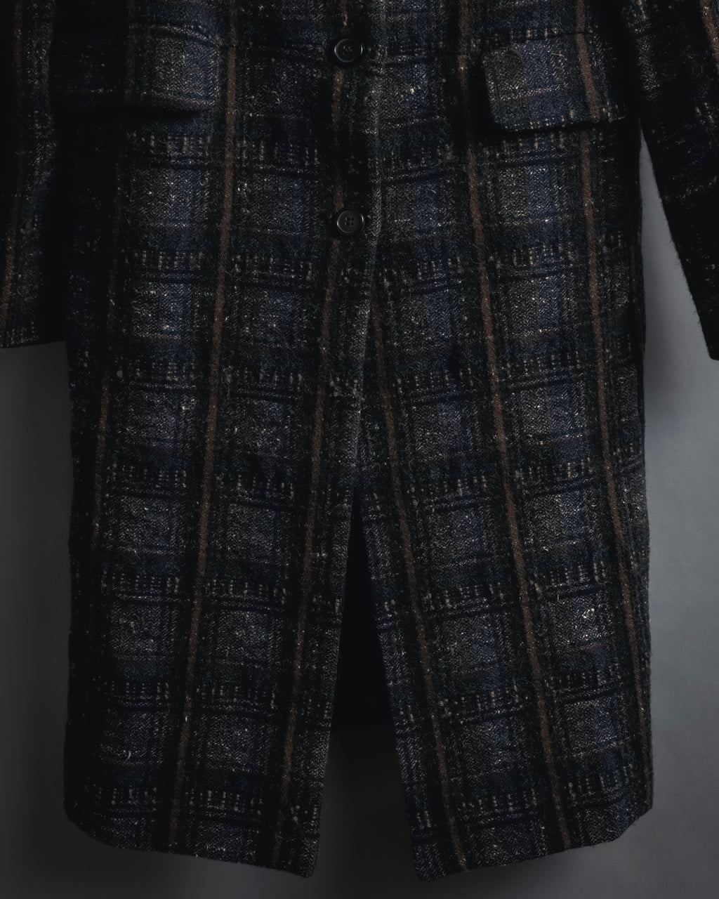 "MARNI" 90’s-00’s Textured plaid wool blend coat