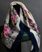"YVES SAINT LAURENT" Peony small flower bouquet pattern silk scarf