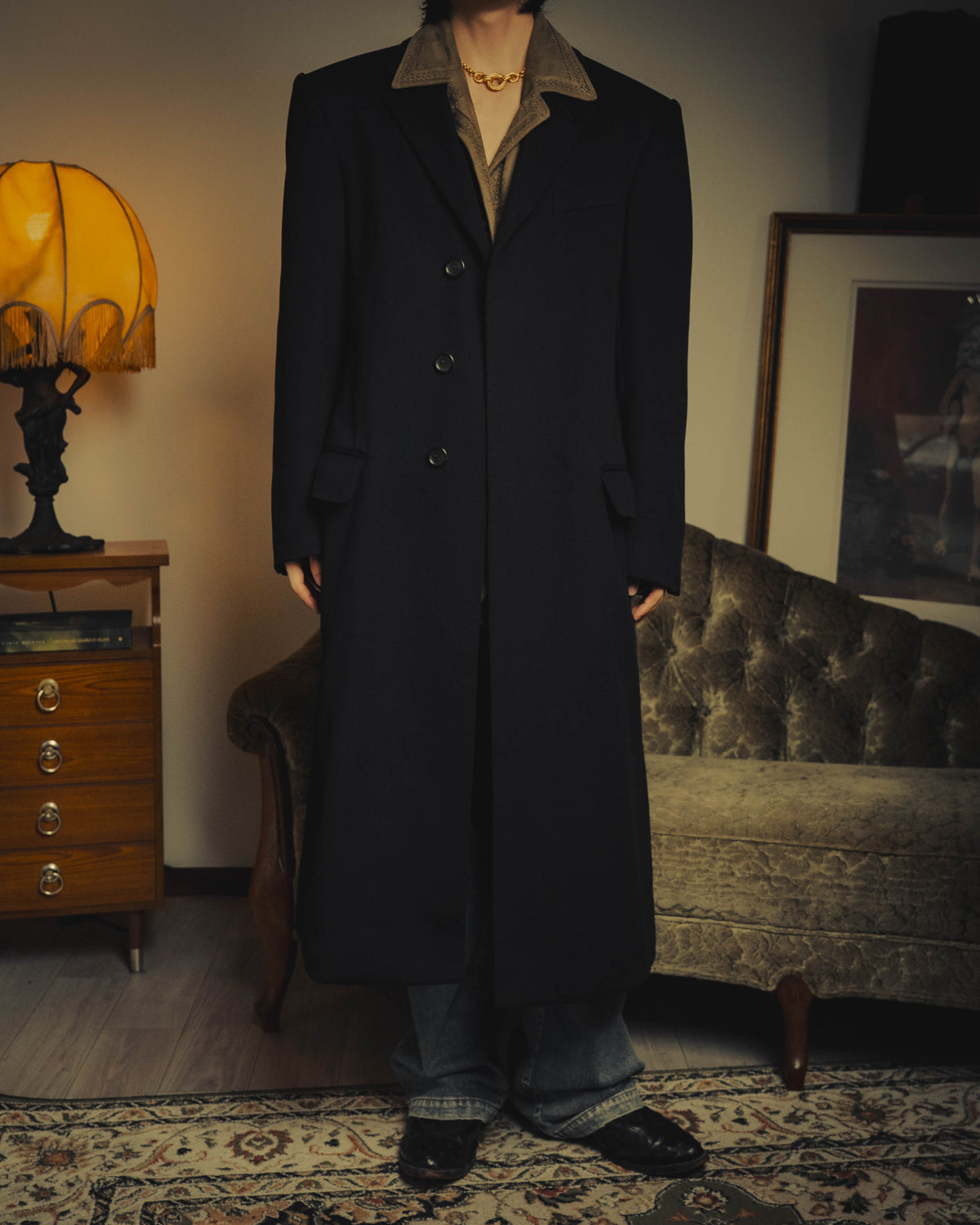 –SPECIAL– “GUCCI” 90’s Tom Ford era concealed-front wool long chester coat
