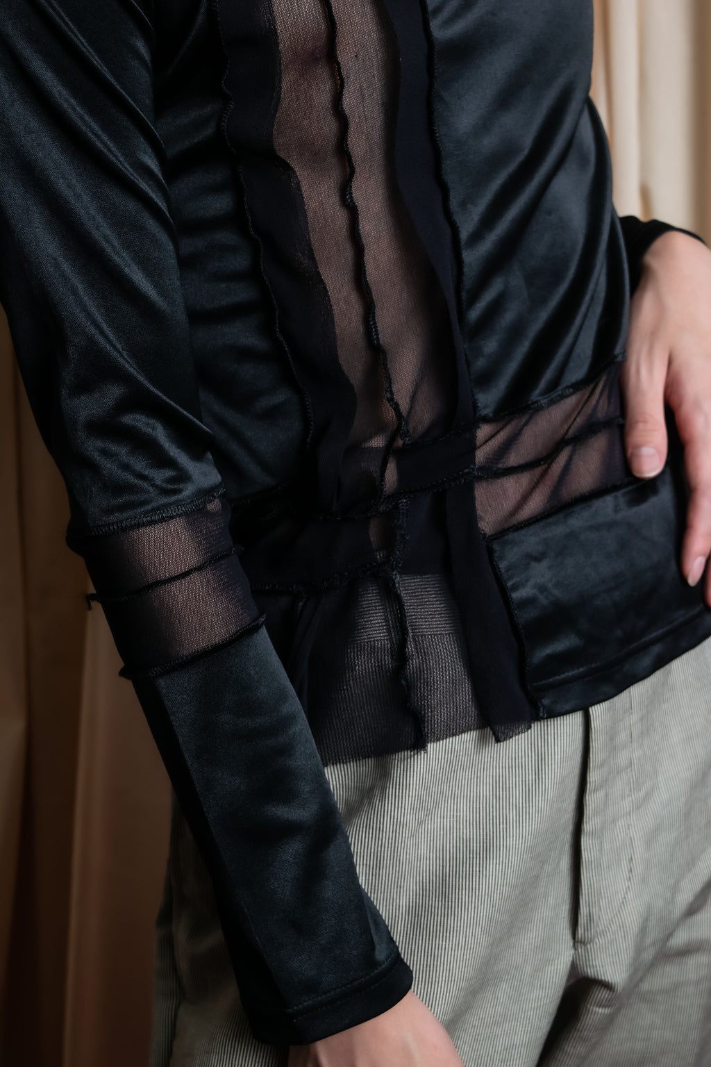 "JEAN PAUL GAULTIER FEMME" Sheer mixed material design pullover