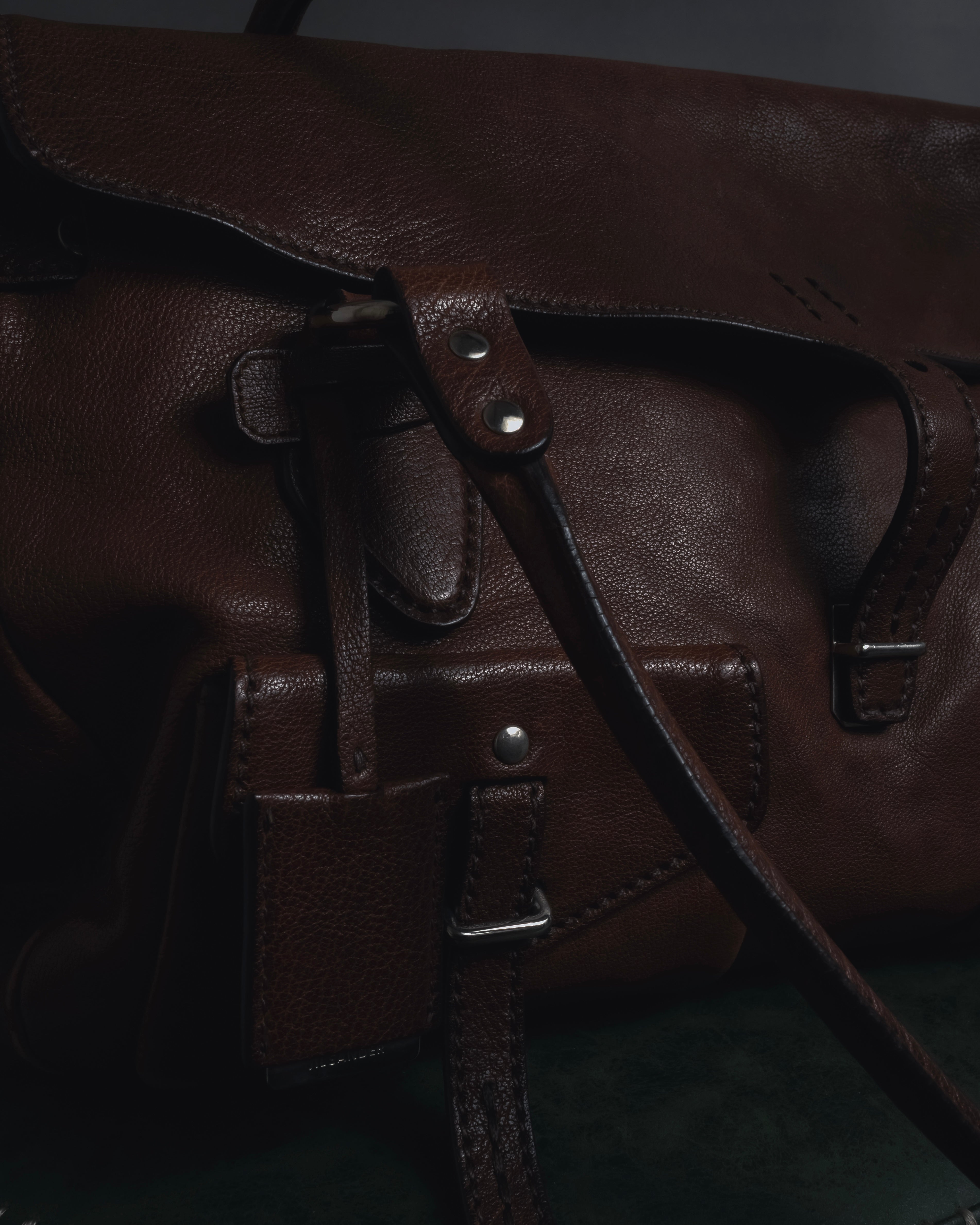 "JIL SANDER" 90’s-00’s Functional pocket leather satchel bag