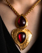 "YVES SAINT LAURENT" Vintage drop motif gold chain necklace