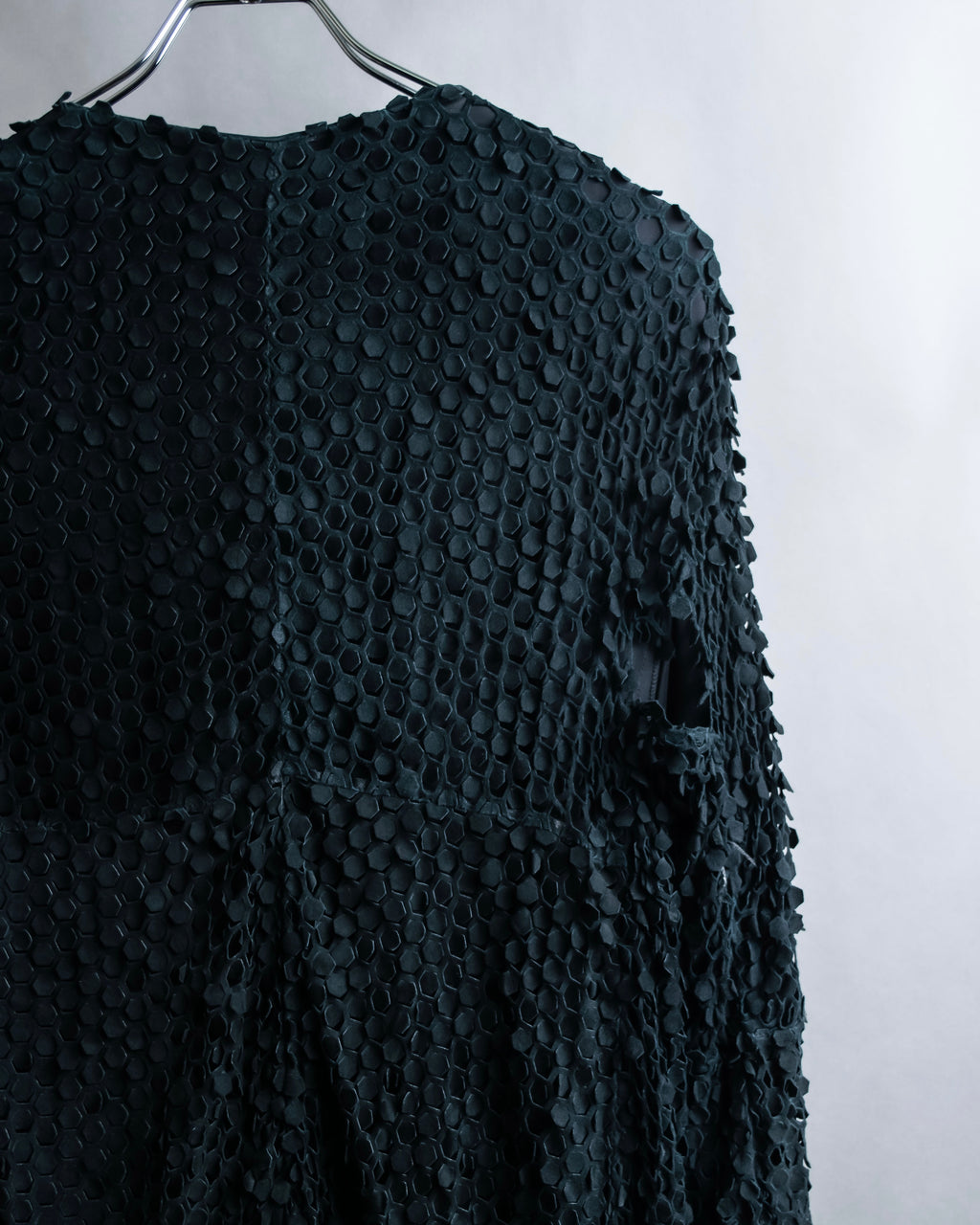 "HERNO" Laser cutwork design structured black dress