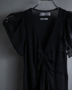 "MCQ Alexander McQueen" 06-10's Puffed sleeve gathered georgette long dress