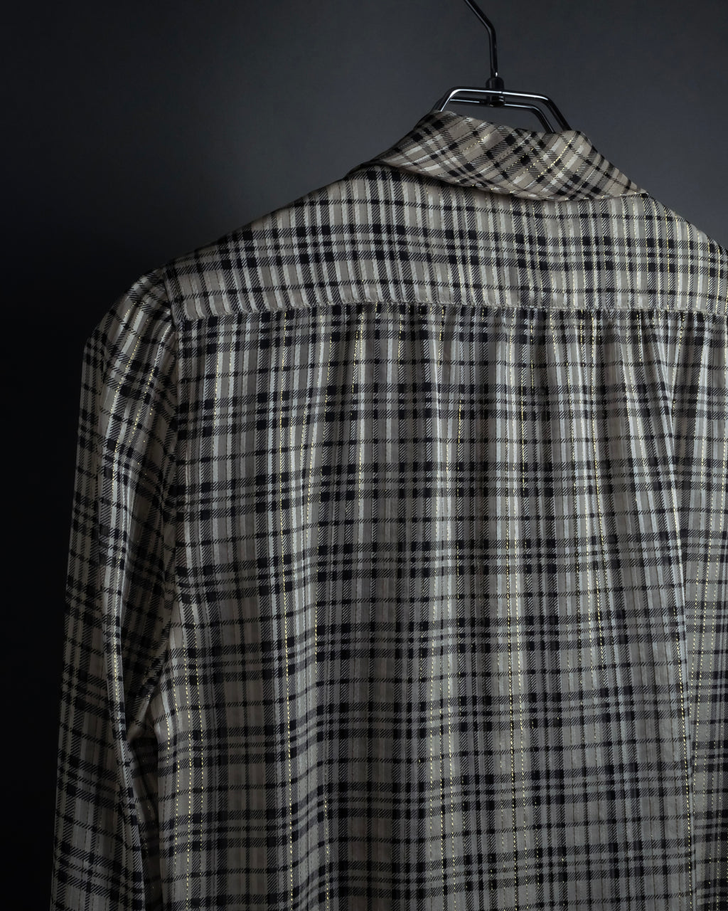"Saint Laurent" Lame check pattern bow tie shirt
