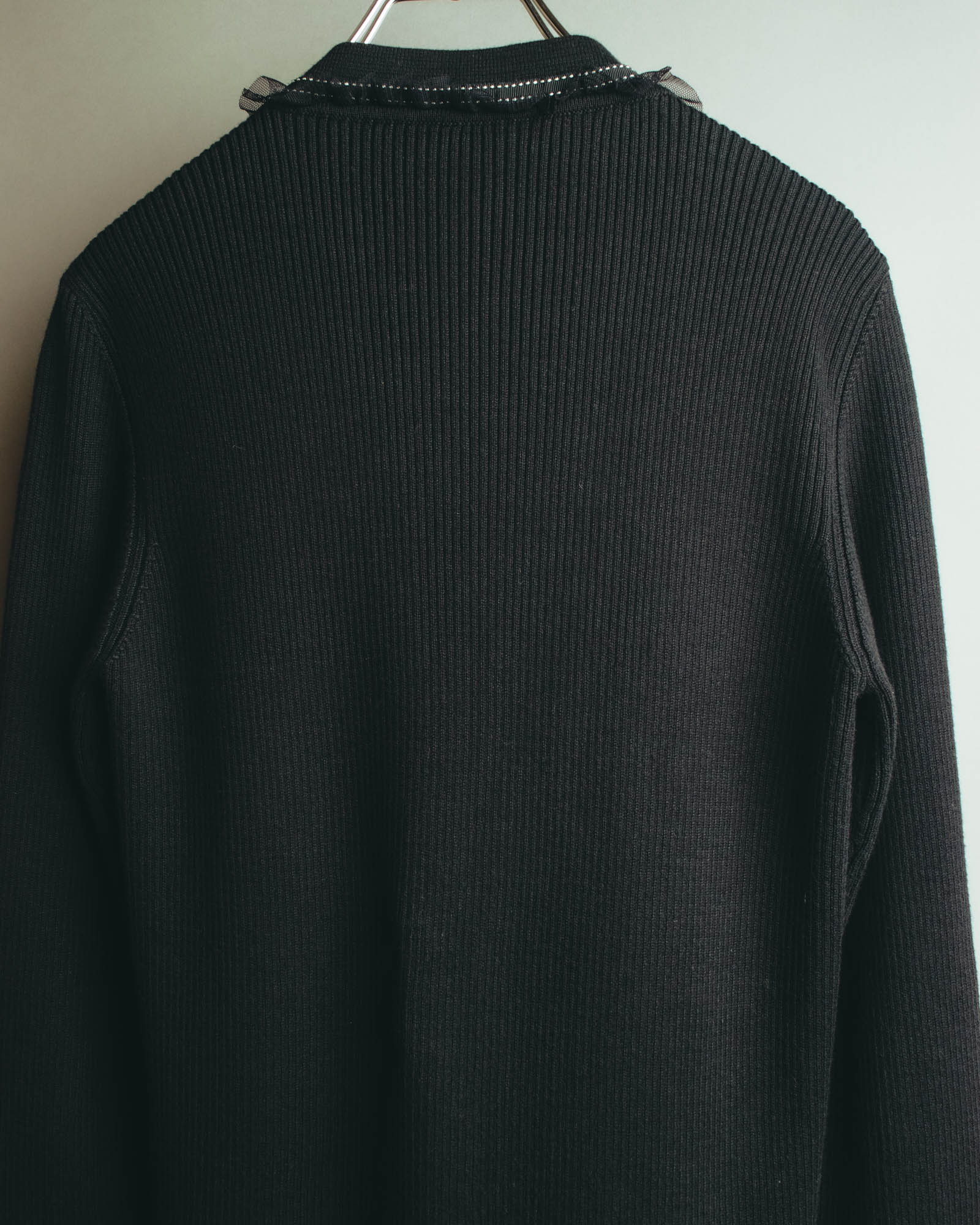 “VALENTINO ROMA” 00’s-10’s Rib knit frilled cardigan