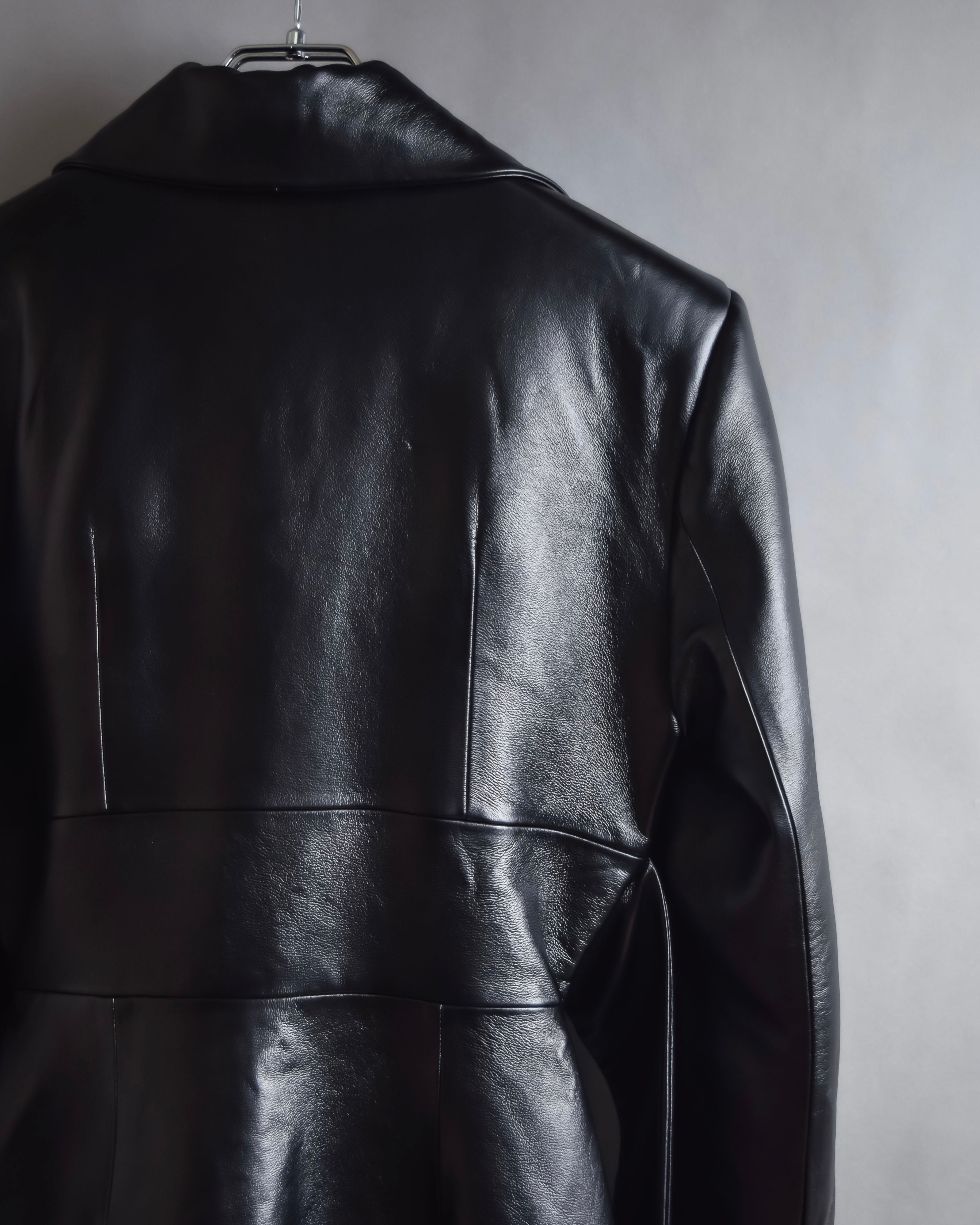 "MATÉRIEL TBILISI" Draped belted synthetic leather long jacket