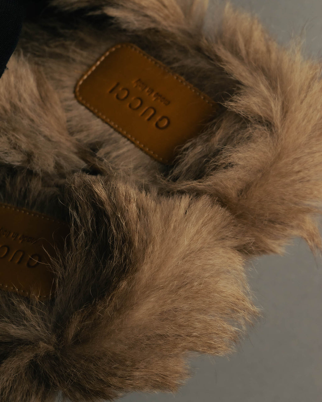 "GUCCI" Fur lined horsebit backless loafer