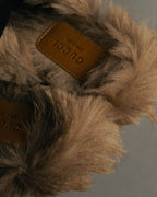 "GUCCI" Fur lined horsebit backless loafer