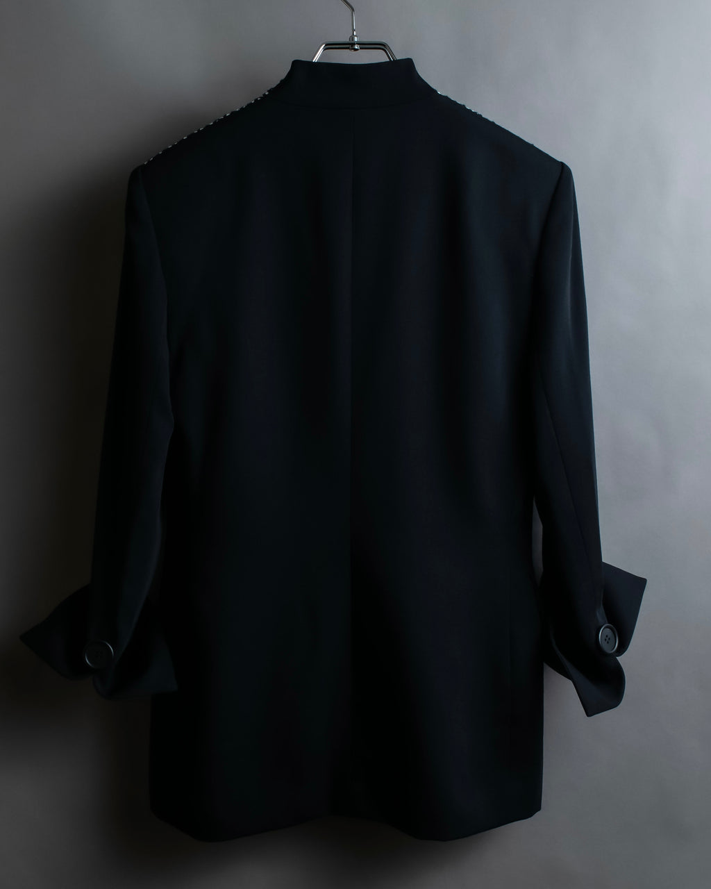 "Christian Dior" Jacquard switching design no-collar jacket