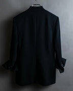 "Christian Dior" Jacquard switching design no-collar jacket