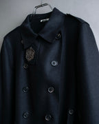 "MIU MIU" Crest brooch design belted trench coat