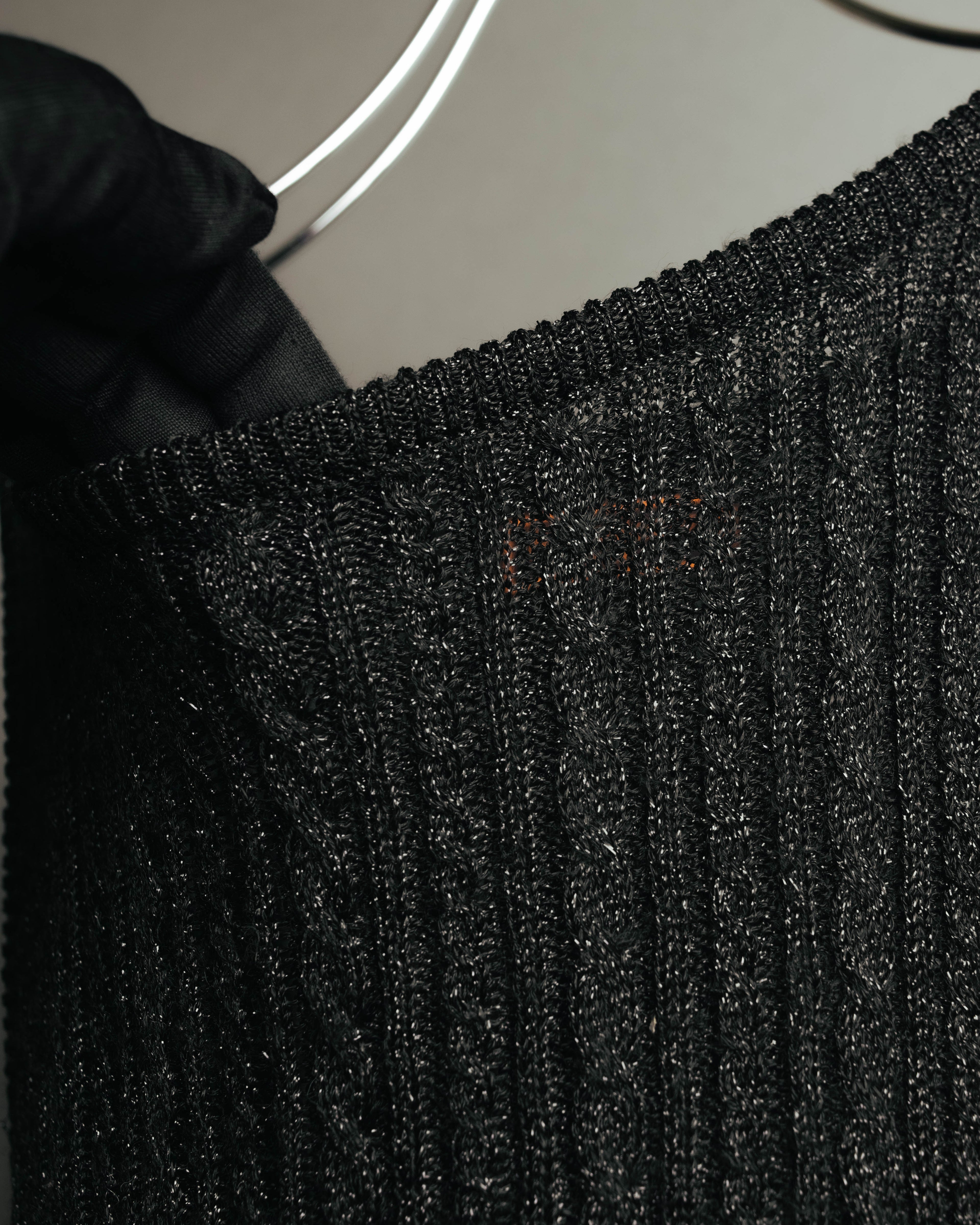 "Yves Saint Laurent" 80's-90's Metallic ribbed sleeveless knit top