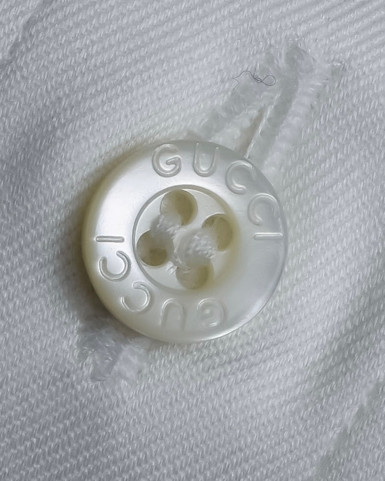 "GUCCI" Minimal collar detail white cotton shirt