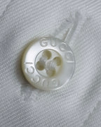 "GUCCI" Minimal collar detail white cotton shirt