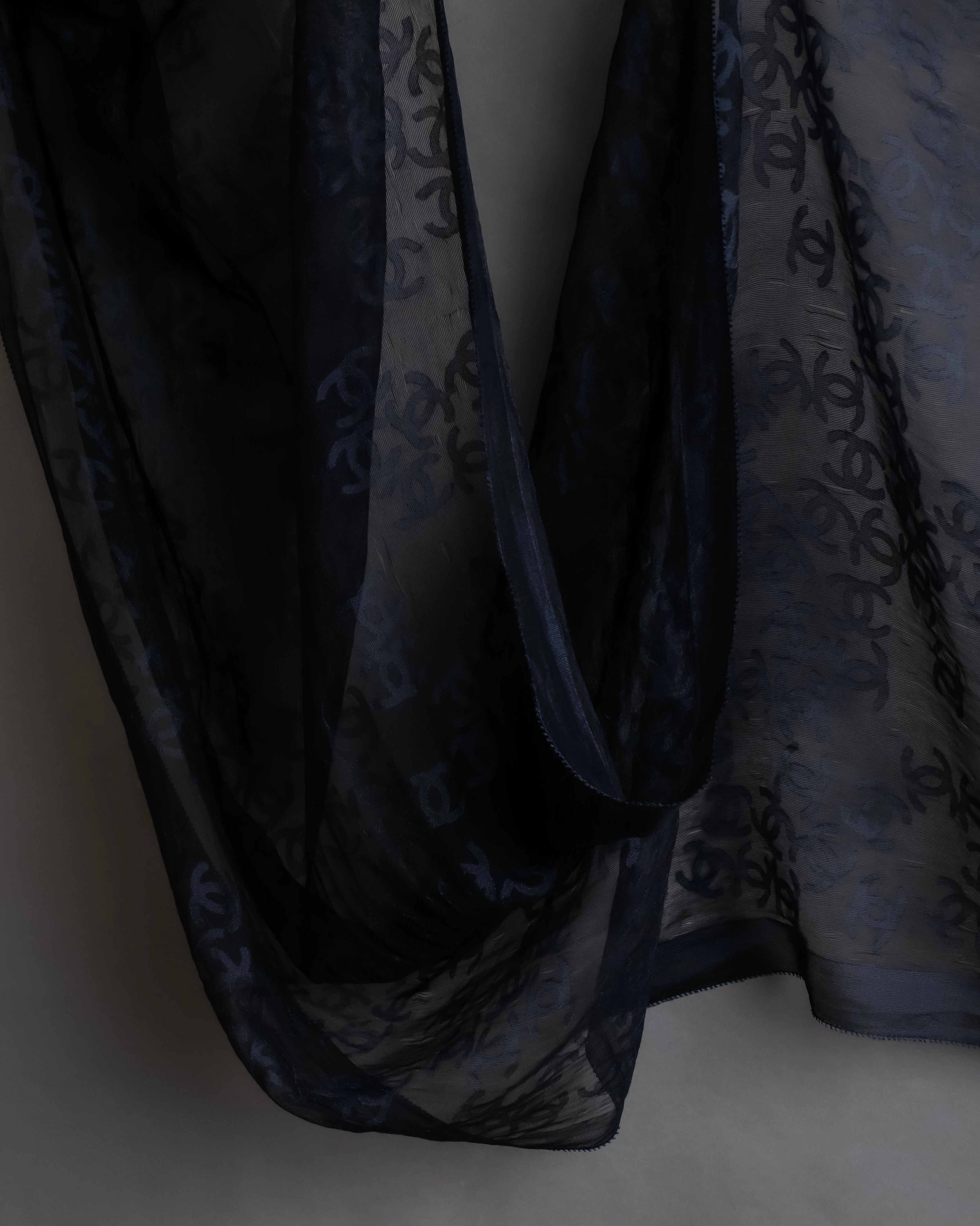 "CHANEL" Coco Mark scattered sheer large scarf