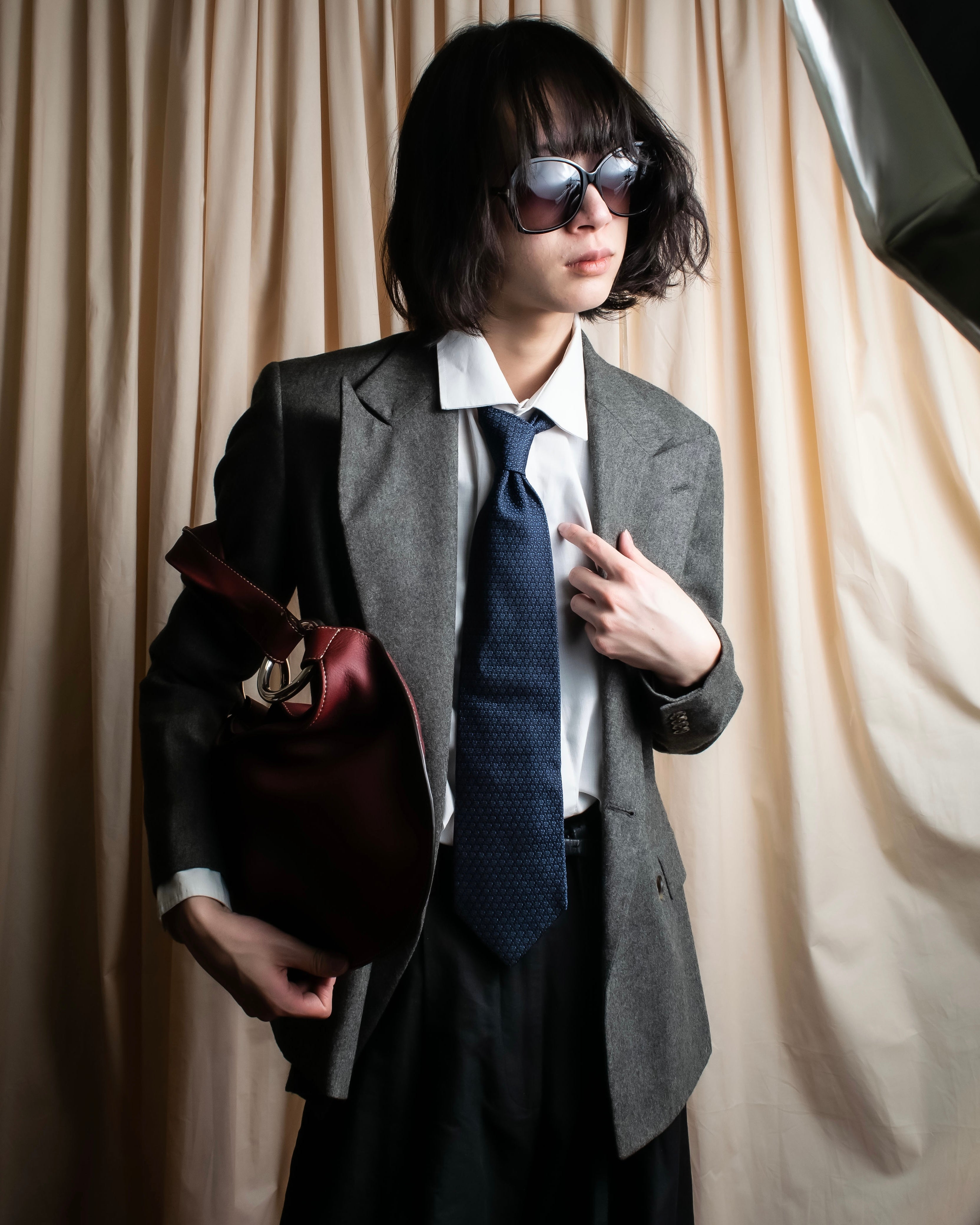 "GUCCI" Navy micro pattern silk necktie