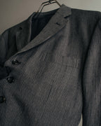 "COMME des GARÇONS HOMME" 10SS Vintage multi-button hickory stripe linen wool jacket