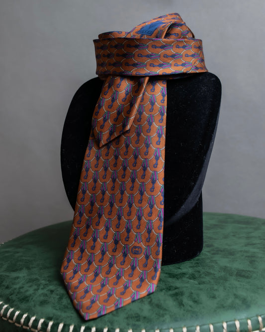 "GUCCI" Horsebit & GG pattern silk neck tie