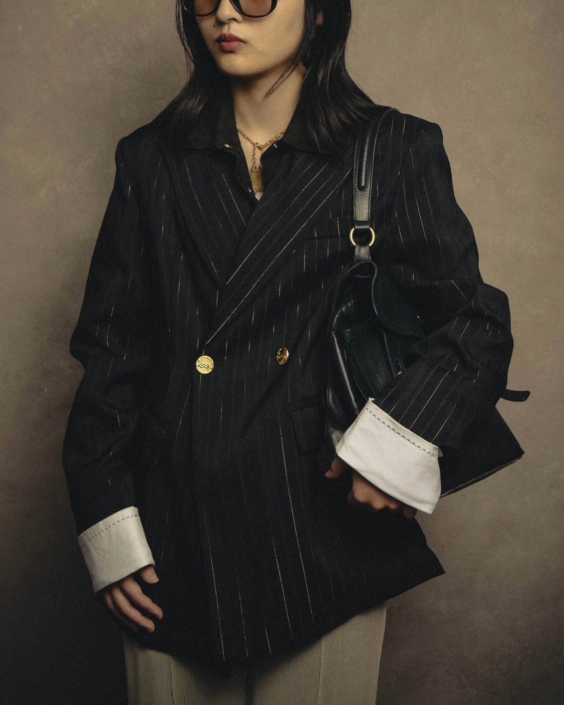 -SPECIAL-“SAINT LAURENT” 18's- Modern pinstripe double breasted jacket