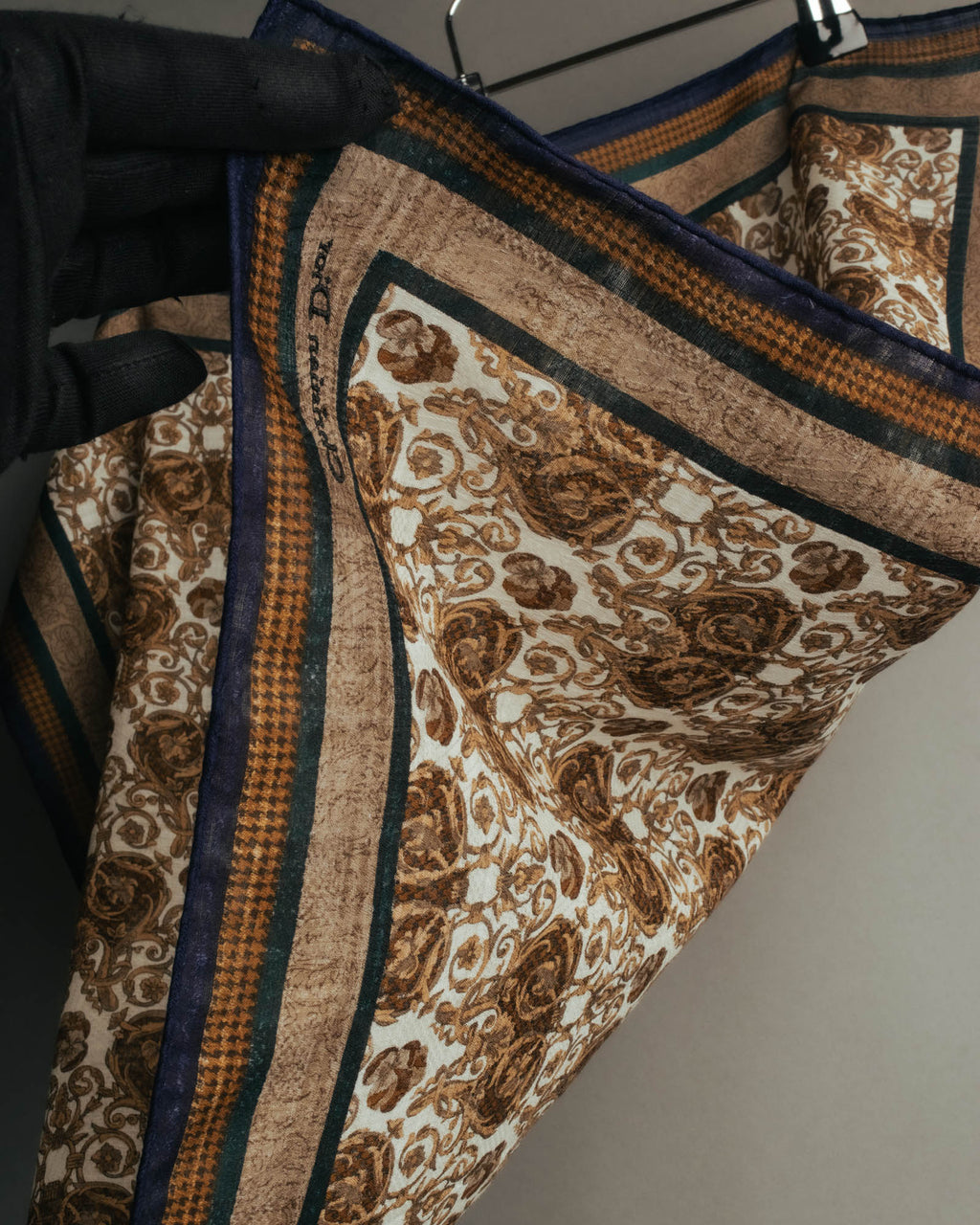 "Christian Dior" 80's-90's Baroque ornament print cotton scarf