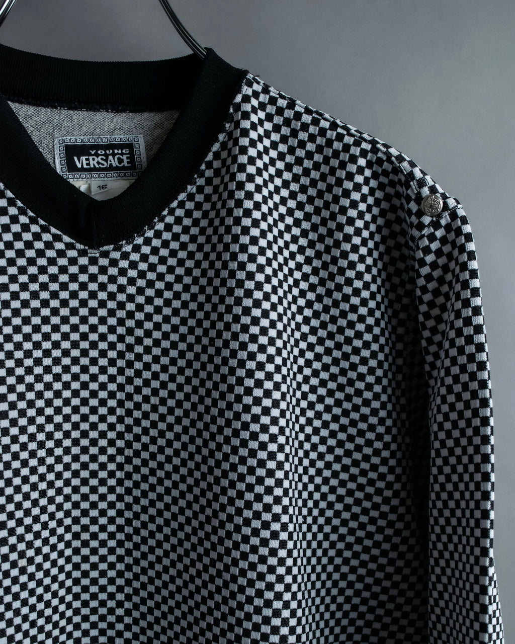 “VERSACE” checkered pattern zip pocket pull over