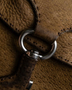 "PRADA" Hook hardware design ostrich leather shoulder bag