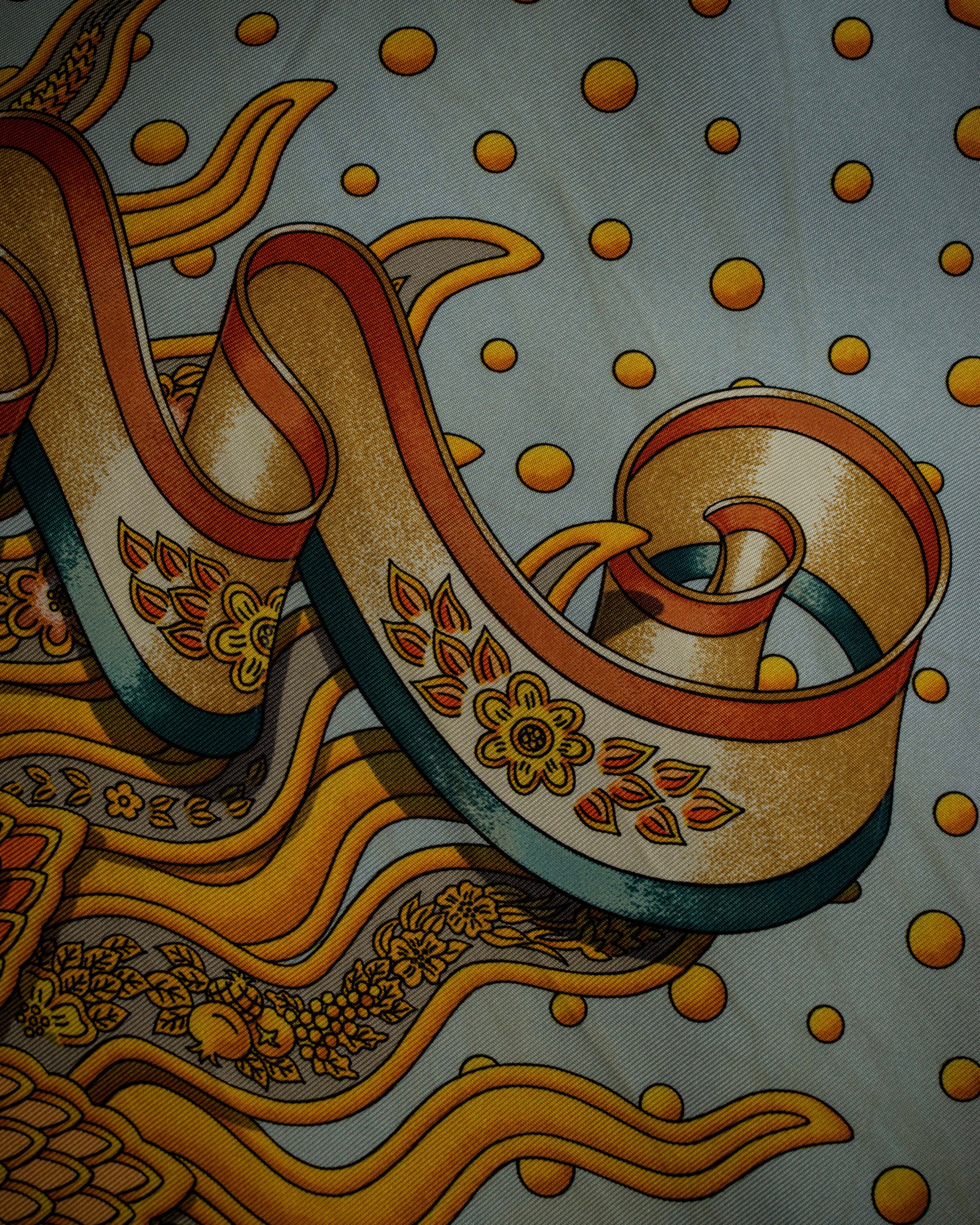 "HERMES" Carpe Diem design Carré 90 silk scarf