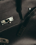 "Yves Saint Laurent" 90's-00's Classic textured leather structured top handle bag