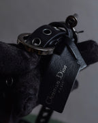 "Christian Dior" Black eyelet leather narrow belt