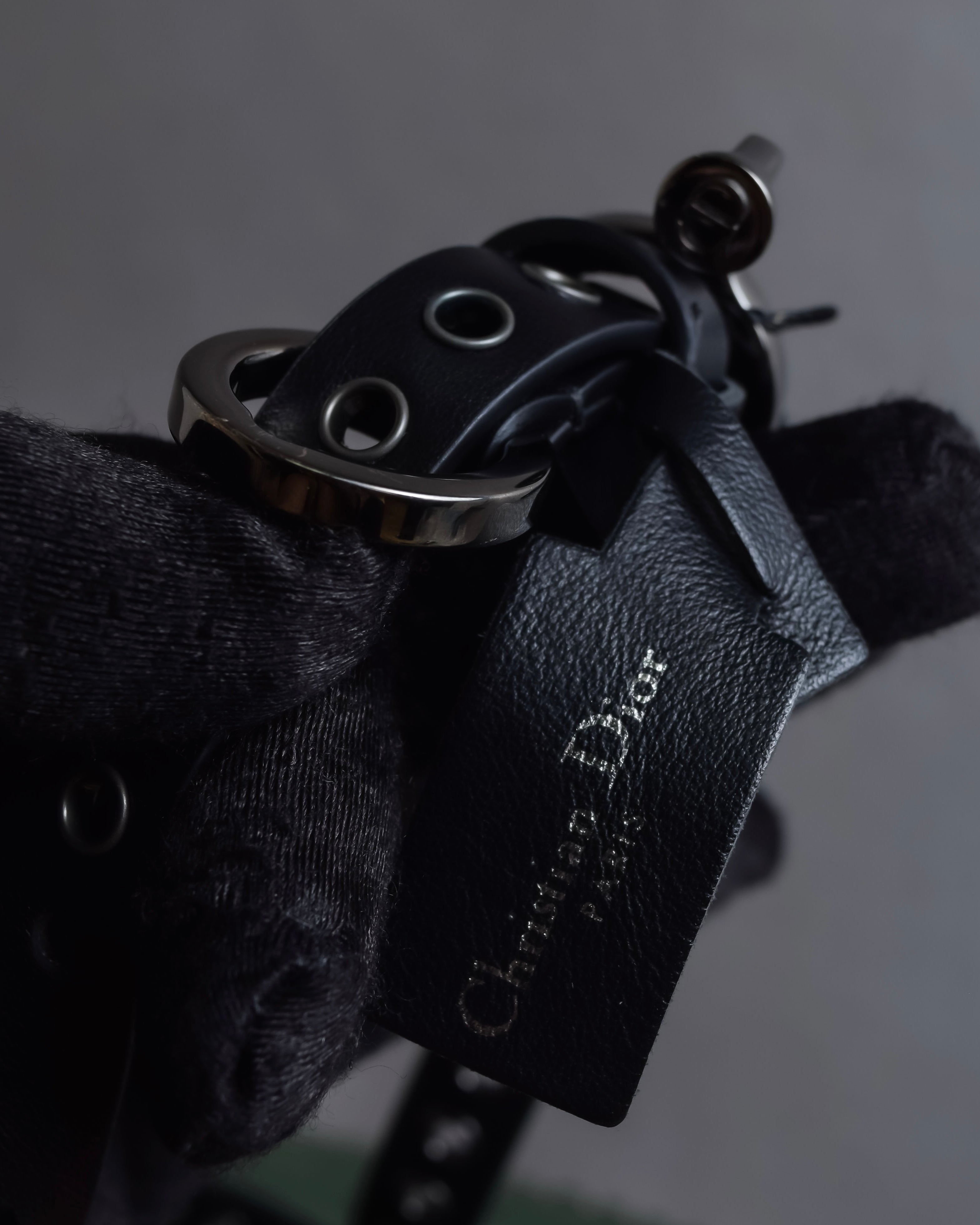 "Christian Dior" Black eyelet leather narrow belt