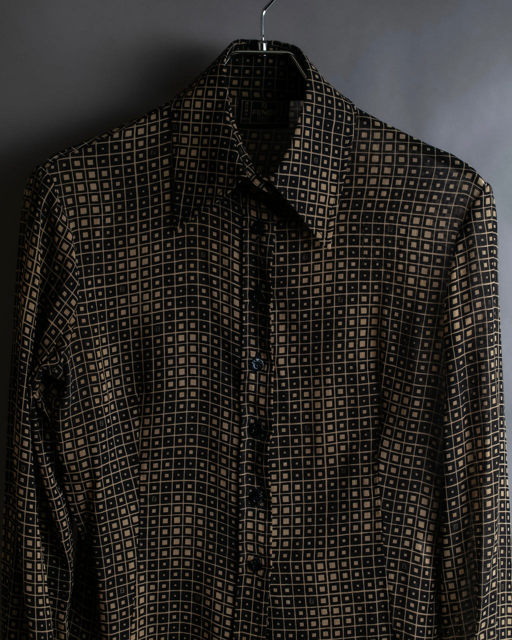 "FENDI" Geometric pattern logo printed shirt